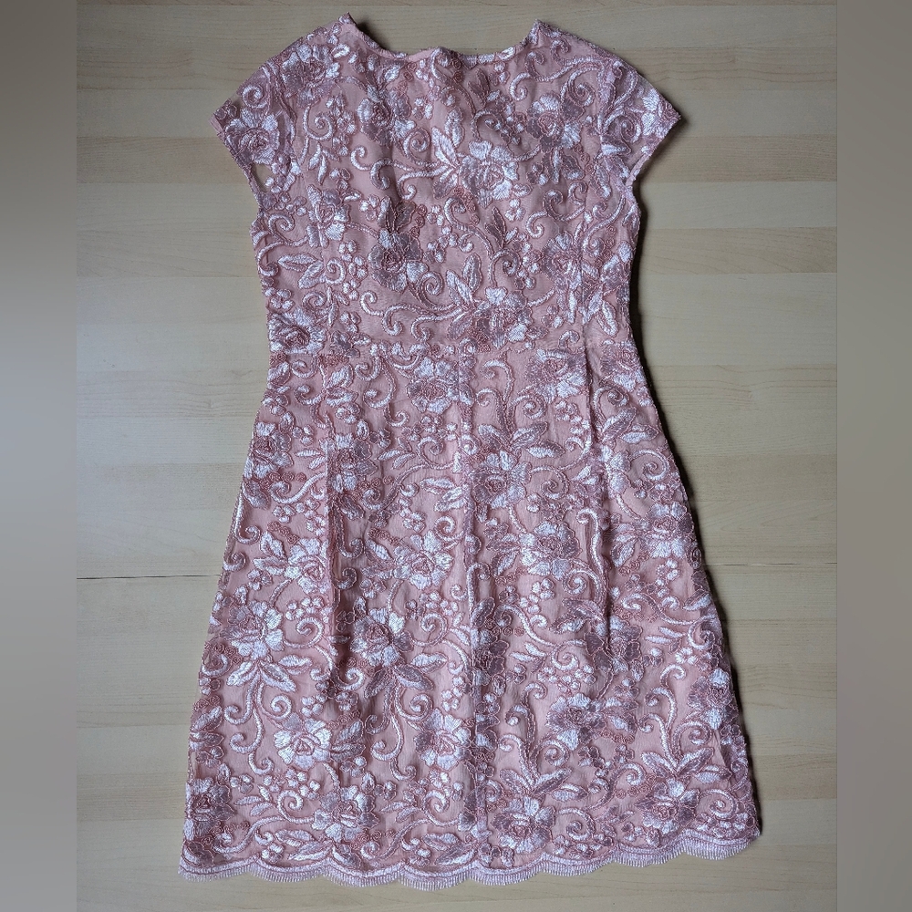 Unbranded Pink Embroidered Lace Cocktail Dress - Picture 8 of 10